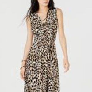 I.N.C. International Concepts leopard-print faux-wrap maxi dress M